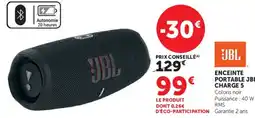 Hyper U JBL ENCEINTE PORTABLE CHARGE 5 offre
