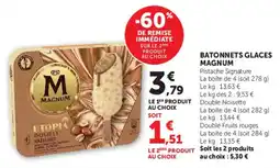 Super U M MAGNUM BATONNETS GLACES offre