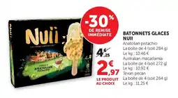 Super U NUII BATONNETS GLACES offre