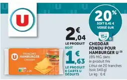 Super U CHEDDAR HAMBURGER offre
