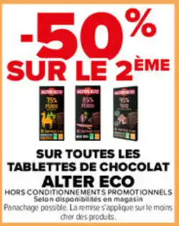 Carrefour Alter eco tablettes de chocolat offre