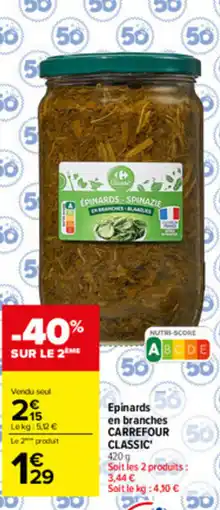 Carrefour Market Carrefour Classic Epinards en branches offre