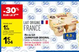 Carrefour Market Carrefour Original Riz au lait offre