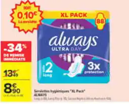 Carrefour ALWAYS Serviettes hygiéniques offre