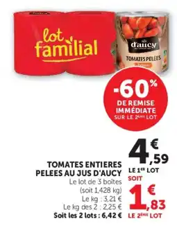 Hyper U d'aucy Tomates entières pelées au jus offre