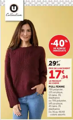 Hyper U U Collection PULL FEMME offre