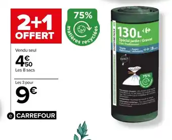 Carrefour 8 Sacs spécial jardin 130L offre