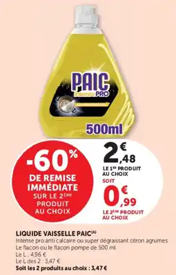 Super U PAIC LIQUIDE VAISSELLE offre