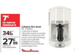 Carrefour Moulinex Cafetière filtre Soleil offre