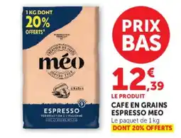 U Express MEO CAFE EN GRAINS ESPRESSO offre