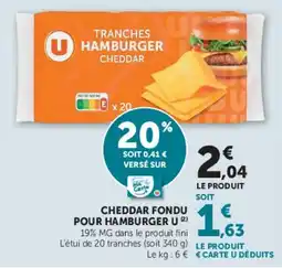 U Express U Tranches Hamburger Cheddar offre