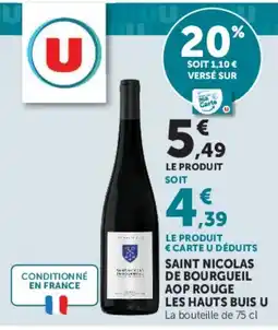 Super U LES HAUTS BUIS U SAINT NICOLAS DE BOURGUEIL AOP ROUGE offre