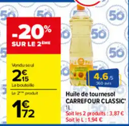 Carrefour Carrefour Classic Huile de tournesol offre