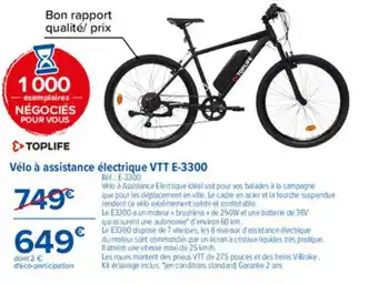 Carrefour Vélo à assistance électrique VTT E-3300 offre