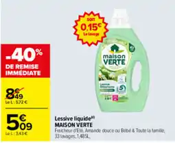 Carrefour MAISON VERTE Lessive liquide offre