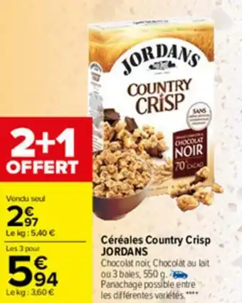 Carrefour Céréales country crisp JORDANS offre