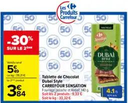 Carrefour Market CARREFOUR SENSATION Tablette de Chocolat Dubai Style offre