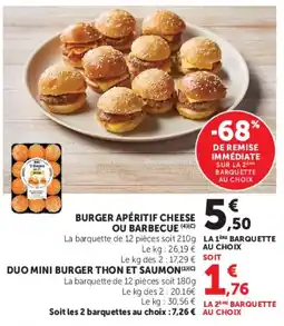 Hyper U Burger apéritif cheese ou barbecue offre