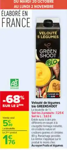 Carrefour GREENSHOOT Velouté 5 Légumes offre