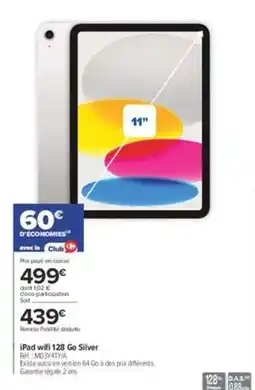 Carrefour iPad wifi 128 Go Silver offre