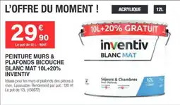 Chretien Matériaux inventiv PEINTURE MURS & PLAFONDS BICOUche BLANC MAT offre
