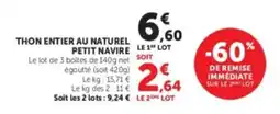 Hyper U THON ENTIER AU NATUREL PETIT NAVIRE offre