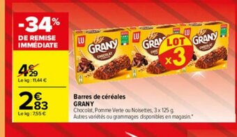 Carrefour Barres de Céréales offre