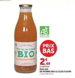 Hyper U Le Clos Fleuri Pur jus de pomme bio offre