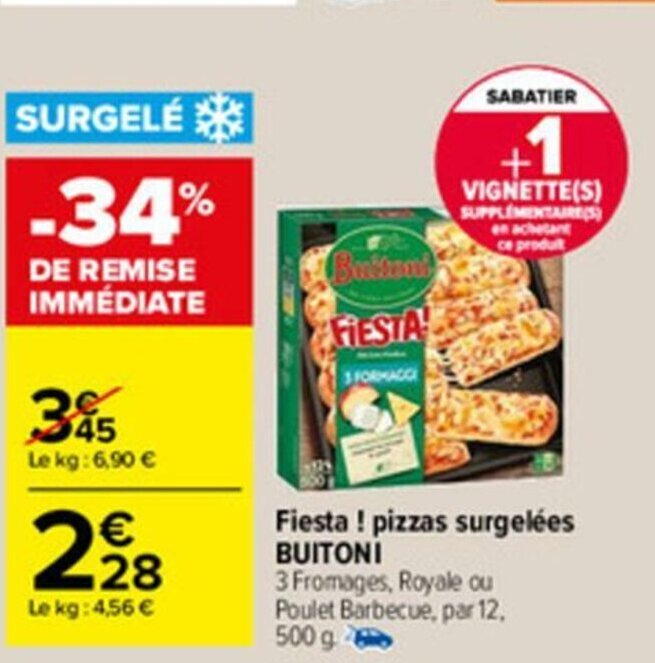 Promo Fiesta! Pizzas Surgelées chez Carrefour