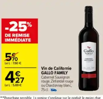Carrefour Vin de California offre