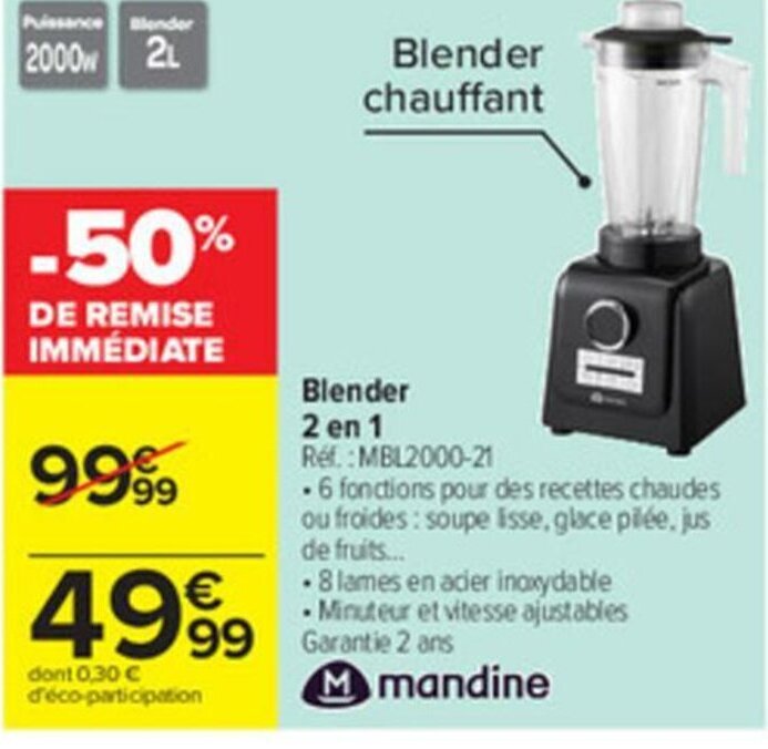 Promo Blender 2 en 1 chez Carrefour