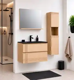 Brico Dépôt Ensemble meuble+ vasque + miroir stria offre