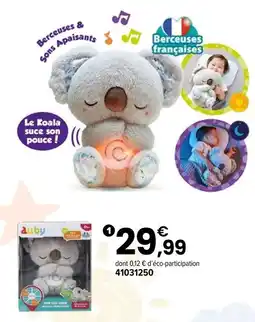 JouéClub Auby peluche mon cali dodo 26 cm offre