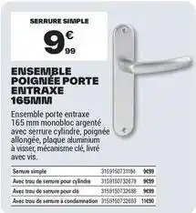 Brico Dépôt Ensemble poignée porte entiraxe 165mm offre