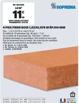 Brico Dépôt Soprema - 4 pixi fibre bois offre