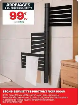 Brico Dépôt Facile - sèche-serviettes pivotant noir 500w offre