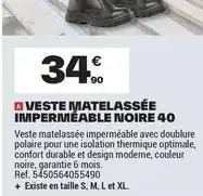 Brico Dépôt Polaire - veste matelassée imperméable noire 40 offre