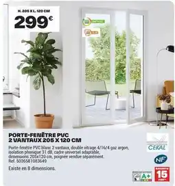 Brico Dépôt Db - porte-feinértre pvc 2 vantaux 205 x 120 cm offre