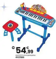 JouéClub Paw patrol - clavier electronique et tabouret offre