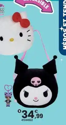 JouéClub Hello kitty - sac pelluche reversibile surprise 20 cm offre
