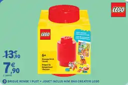 Intermarché Contact LEGO brique ronde 1 plot + jouet inclus mini bag creator offre