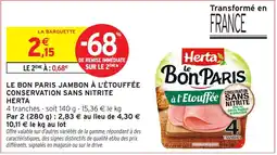 Intermarché Express Herta Le Bon Paris Jambon à l'Étouffée offre