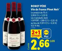 Lidl BONOT PÈRE Vin de France Pinot Noir offre