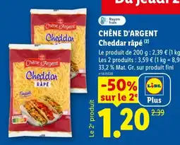 Lidl Chêne d'Argent Cheddar râpé offre