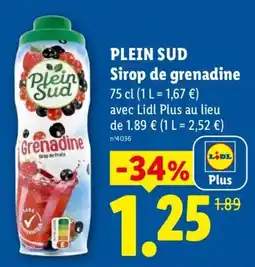 Lidl Plein Sud Sirop de grenadine offre