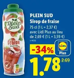 Lidl Plein Sud Sirop de fraise offre