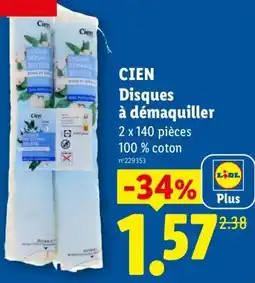 Lidl CIEN Disques à démaquiller offre