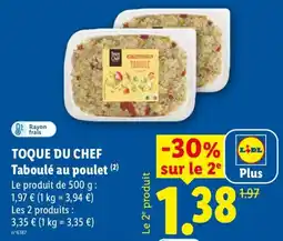 Lidl TOQUE DU CHEF Taboulé au poulet offre