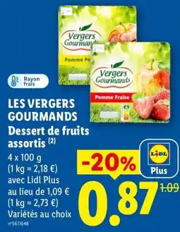 Lidl Verger Gourmands Dessert de fruits assortis offre