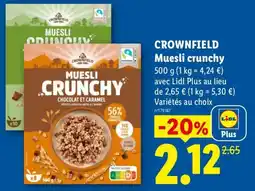 Lidl CROWNFIELD Muesli crunchy offre